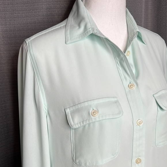 LOFT XS LIGHT MINT GREEN BUTTON BLOUSE - Picture 2 of 7